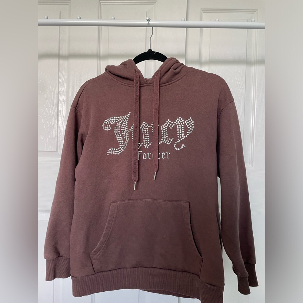 Brown juicy forever hoodie in a size medium